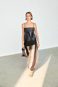 Striped flowing pants with sash detail