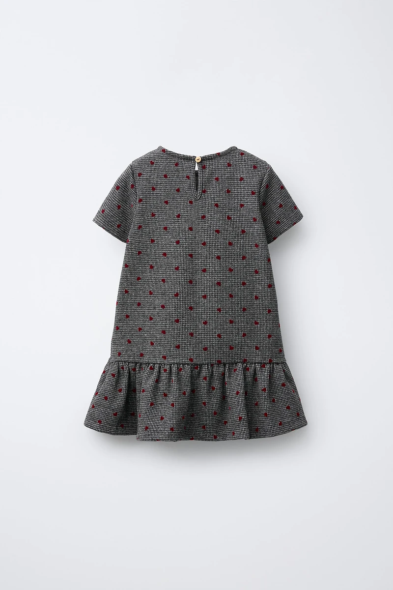 HOUNDSTOOTH FLOCKED HEART DRESS