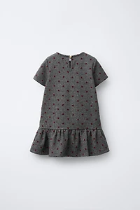 HOUNDSTOOTH FLOCKED HEART DRESS