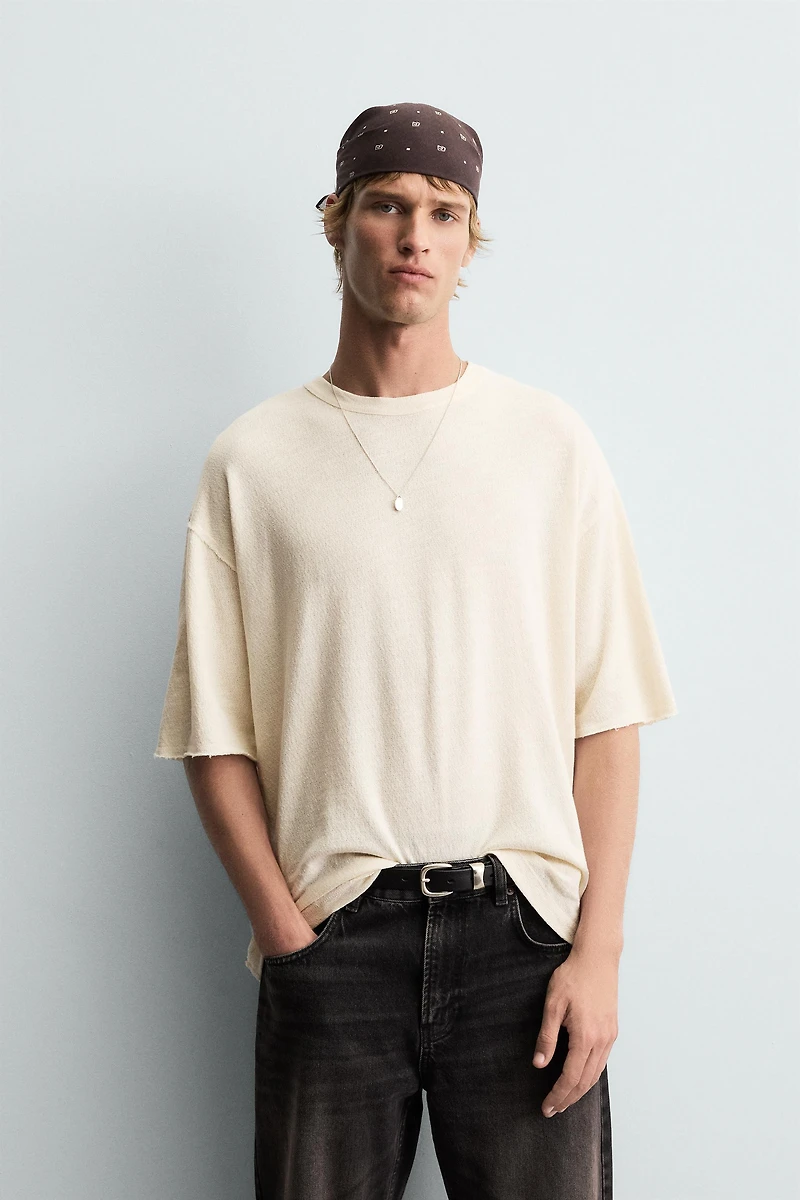 KNIT WASHED PRINT T-SHIRT