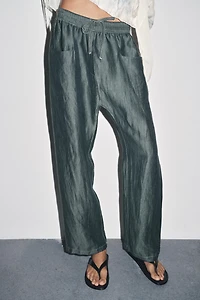 LINEN PANTS WITH CONTRAST STITCHING