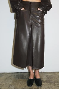 ZW COLLECTION FAUX LEATHER PLEATED SKIRT