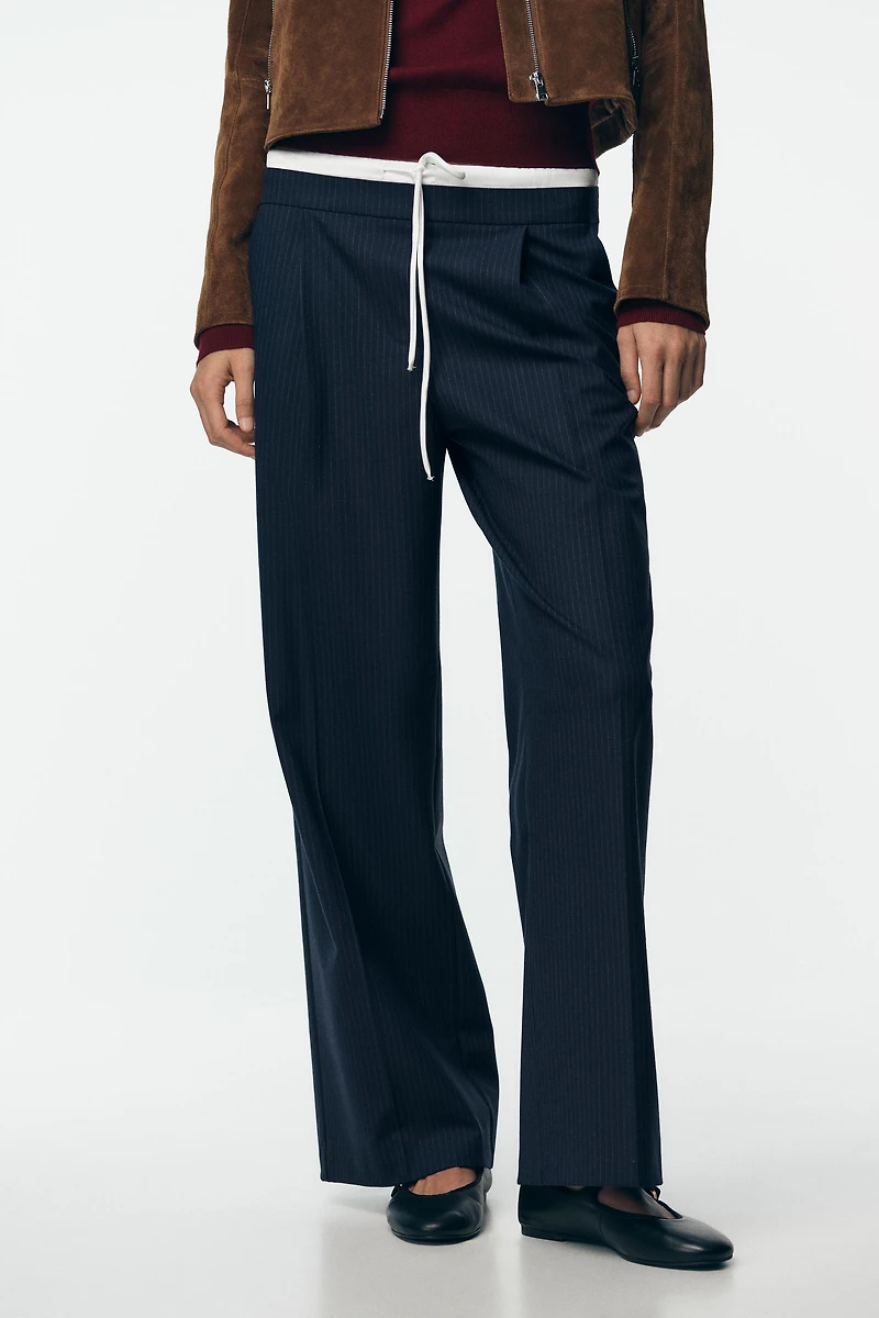 PANTALON LARGE À DOUBLE TAILLE