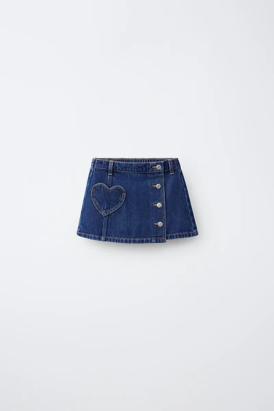 JUPE EN DENIM POCHE CŒUR