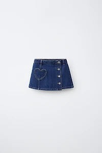JUPE EN DENIM POCHE CŒUR