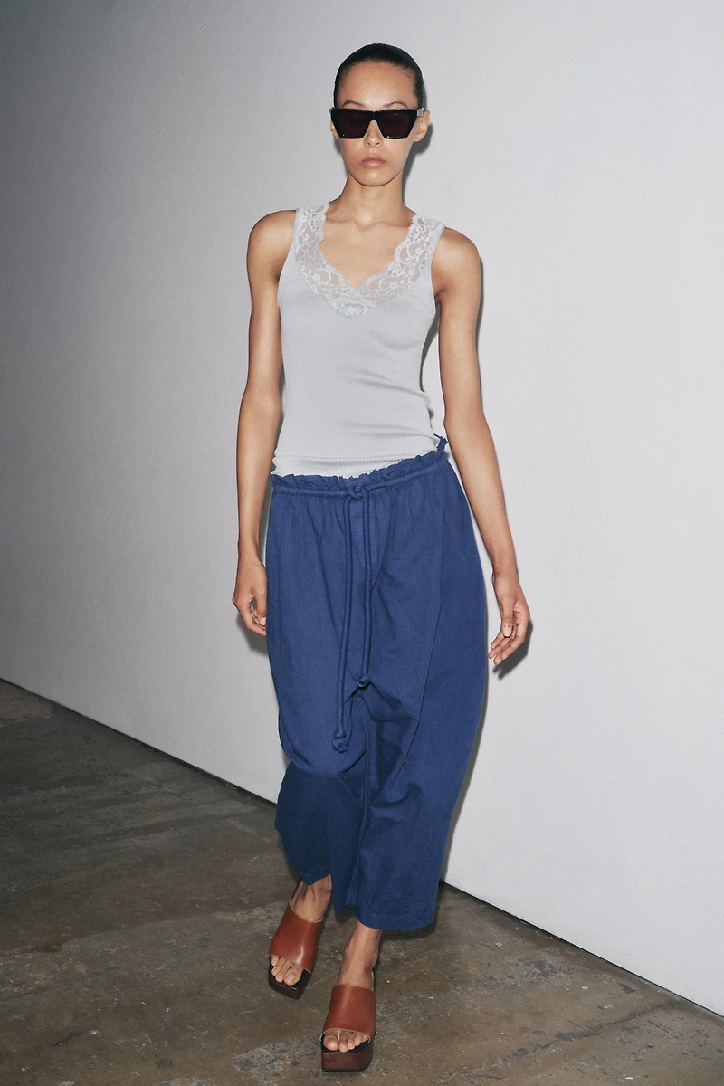 RIBBED LACE T-SHIRT