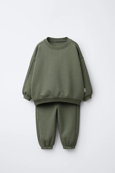 BASIC LABEL JOGGING SWEATSHIRT AND PANTS SET