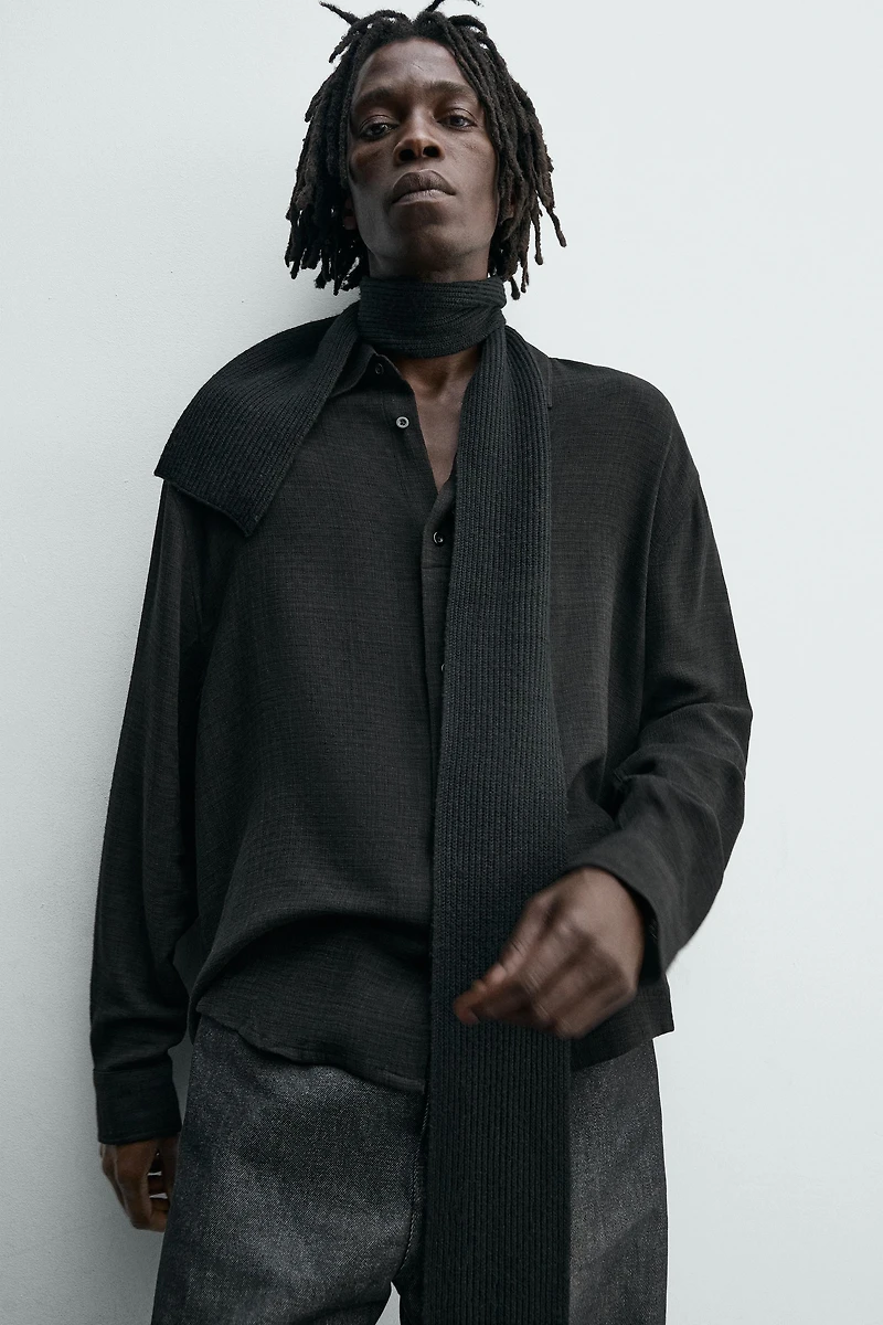 TEXTURED VISCOSE - COTTON SHIRT