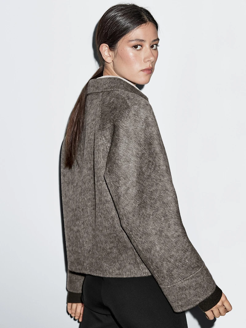Manteau court chiné
