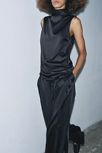 SATIN PLEATED PANTS ZW COLLECTION