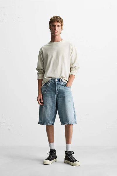 RIPPED BAGGY FIT DENIM SHORTS