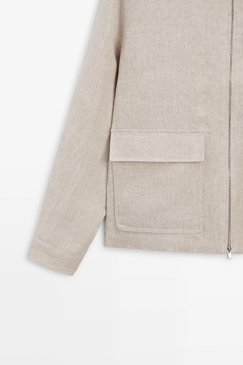100% linen total look jacket with pockets