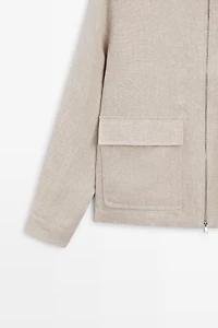 100% linen total look jacket with pockets