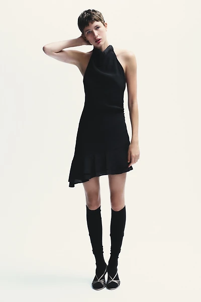 HALTER ASYMMETRIC SHORT DRESS