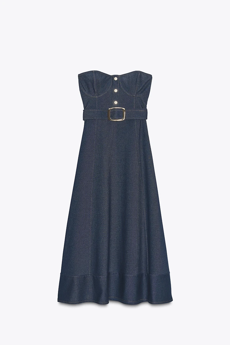 STRAPLESS BELTED DRESS