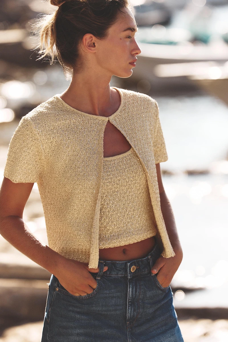 SEQUIN KNIT CARDIGAN