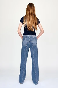 BOOTCUT JEANS WITH STAR PATCHES