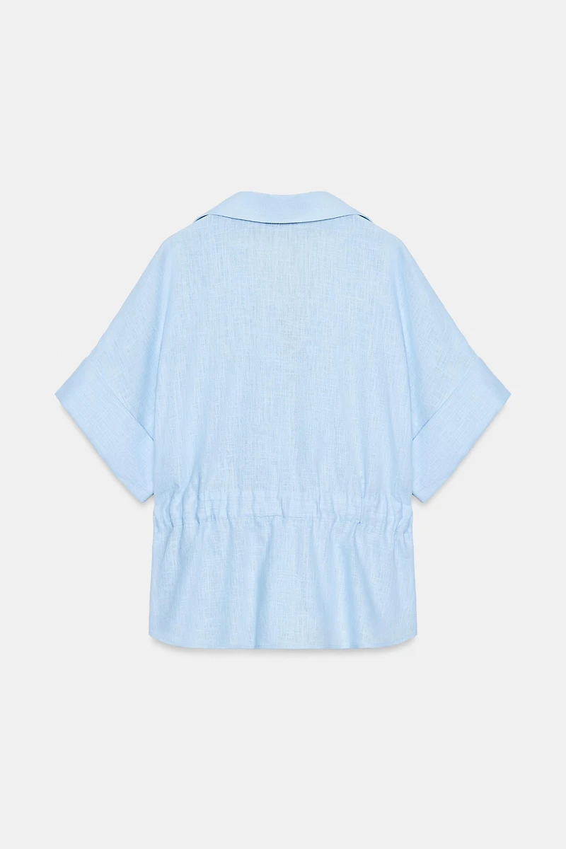 LINEN BLEND SAFARI SHIRT