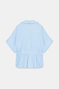 LINEN BLEND SAFARI SHIRT