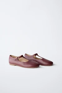 LEATHER T-BAR BALLET FLATS