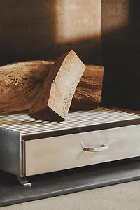 STEEL FIREWOOD DRAWER STAND FIREPLACE