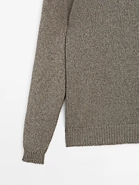 Melange knit V-neck sweater