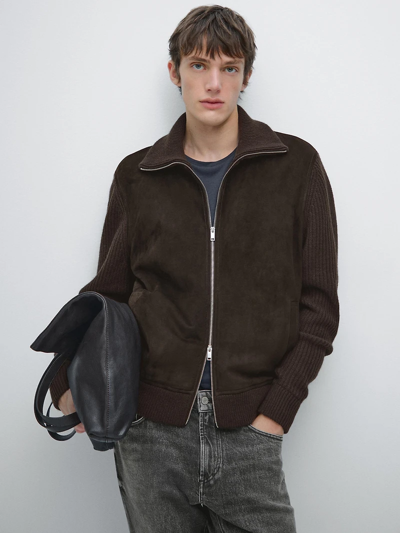 Contrast mock neck jacket
