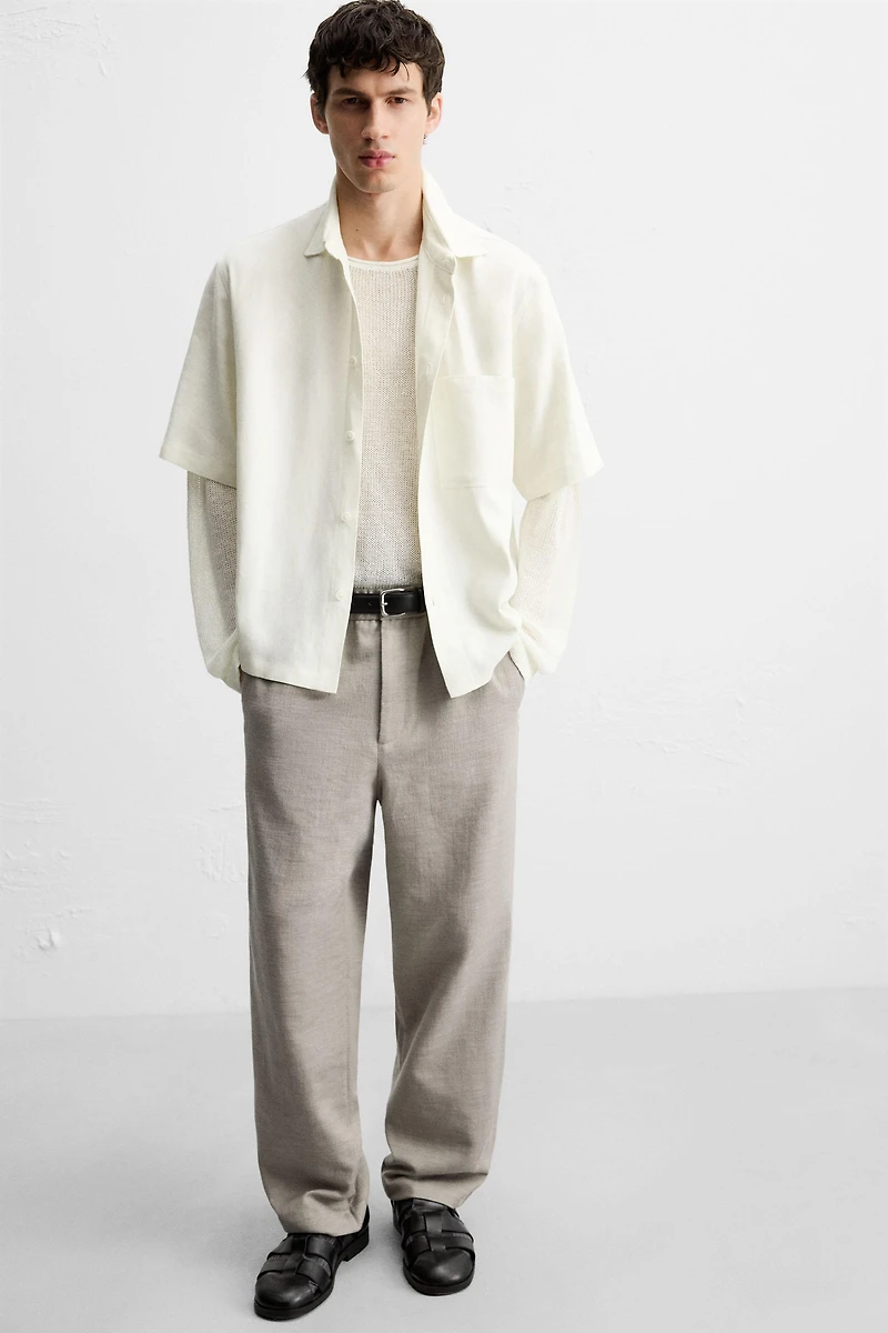 TEXTURED REGULAR FIT PANTS