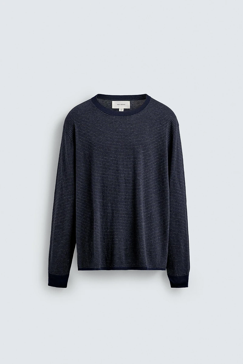 PULL RAYÉ EN COTON ET CACHEMIRE