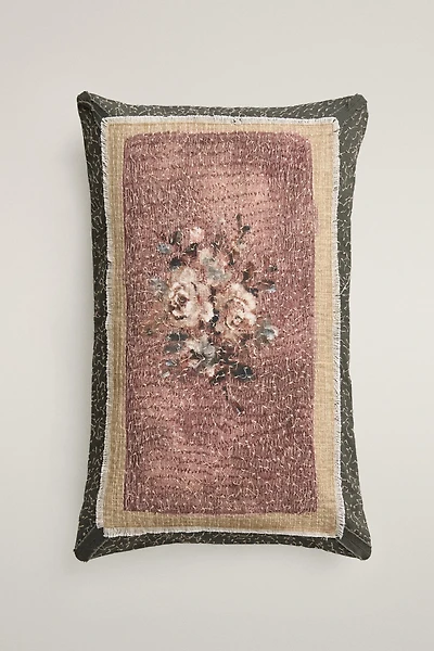 FLORAL APPLIQUE THROW PILLOW COVER