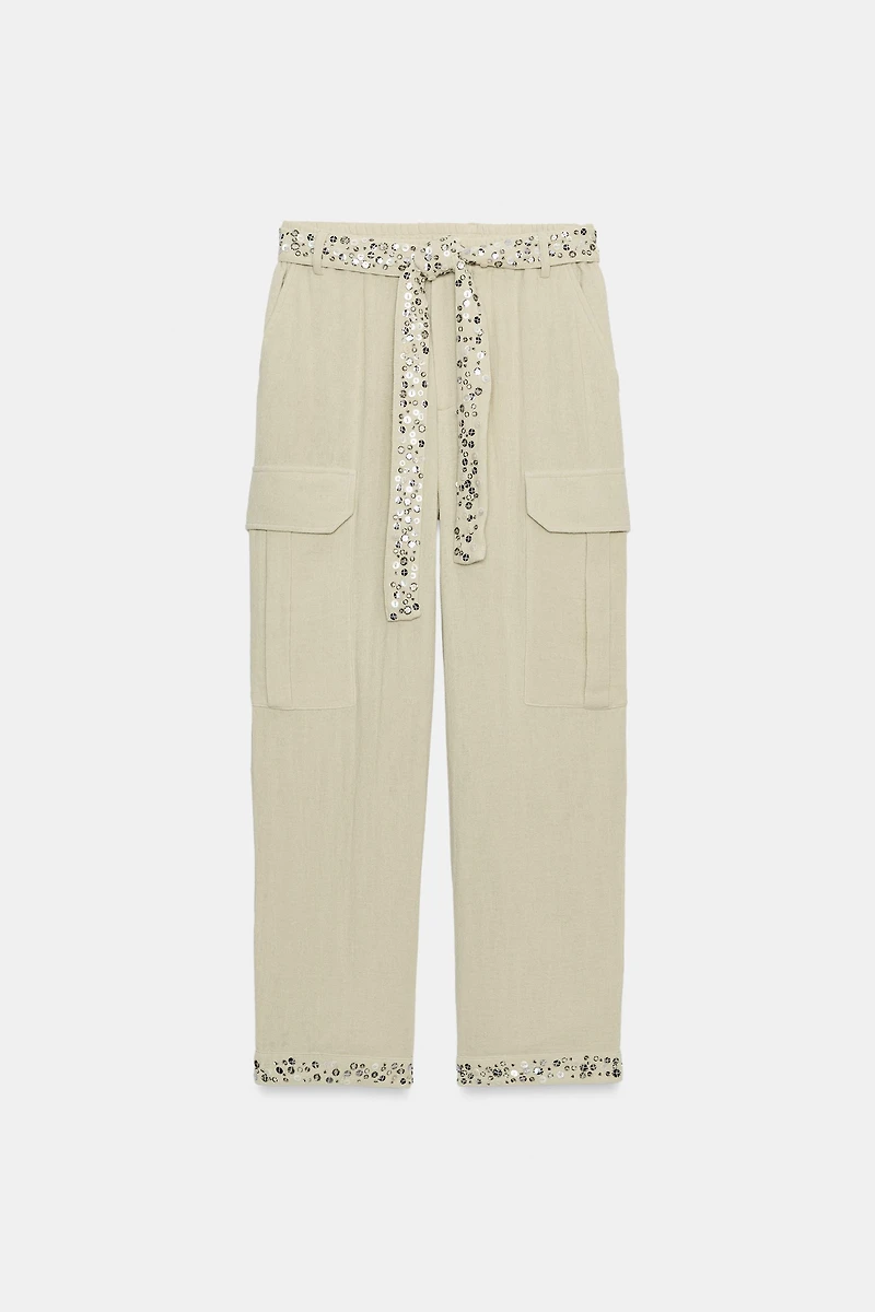 SEQUIN CARGO PANTS ZW COLLECTION