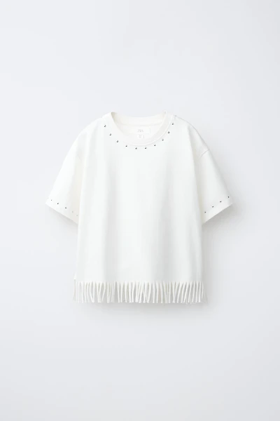 FRINGE AND STUDS T-SHIRT