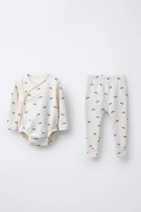 SHEEP PRINT BODYSUIT AND FOOTED PANTS SET