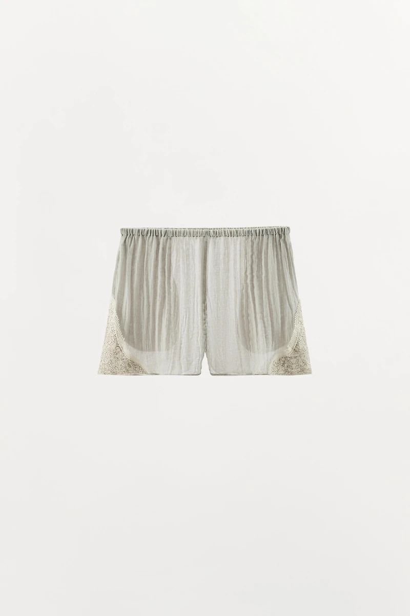 EMBROIDERED LACE SHORTS