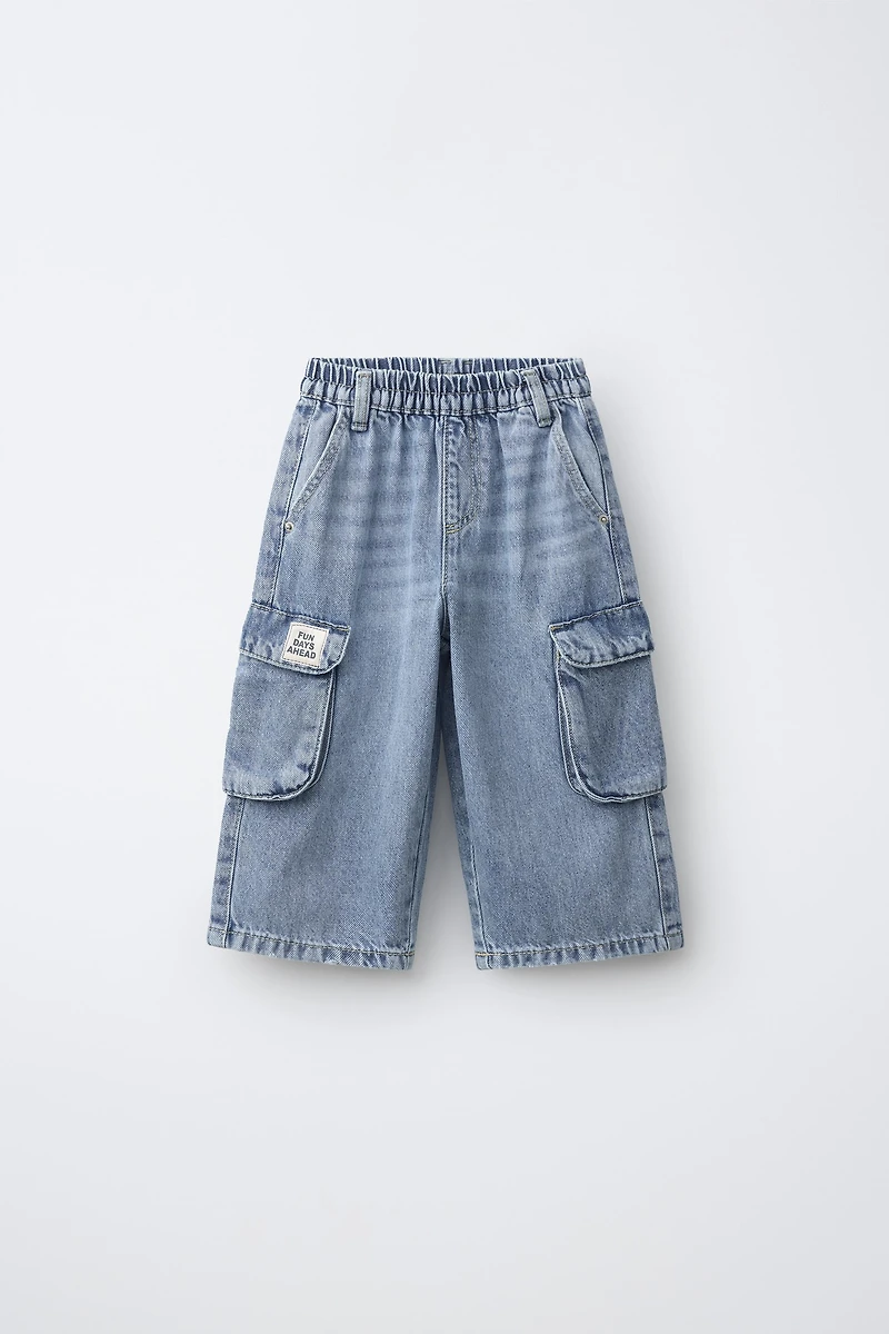 CARGO BALLOON JEANS WITH LABEL