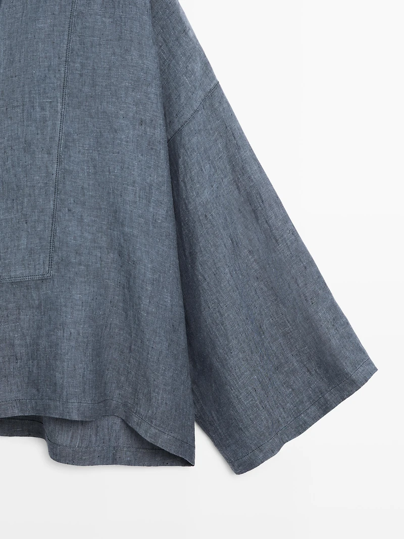 100% linen V-neck kimono