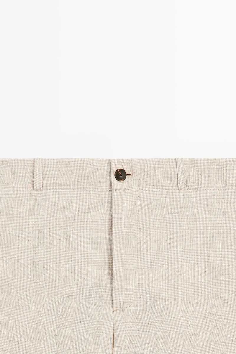 100% linen check pants