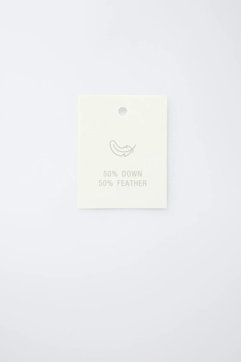 WATER REPELLENT FEATHER AND DOWN PUFFER COAT WITH LABEL