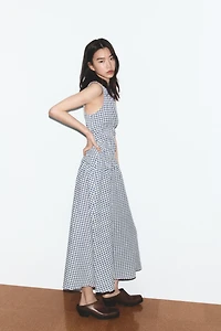 GINGHAM MIDI DRESS
