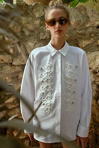 POPLIN SHIRT WITH FROG CLASPS