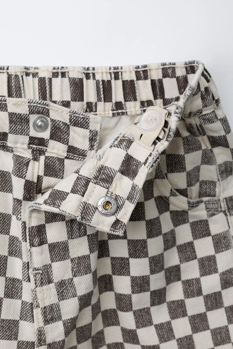 CHECKERBOARD BAGGY TWILL PANTS