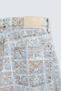 RELAXED FIT GEOMETRIC PRINT JEANS
