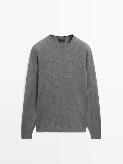 Knit 100% cashmere crew neck sweater