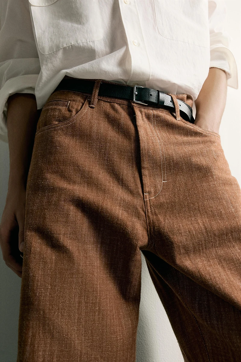 RELAXED FIT TOPSTITCHED PANTS