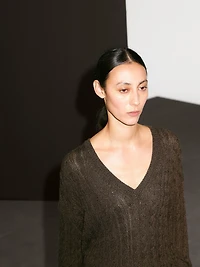 V-neck cable-knit sweater