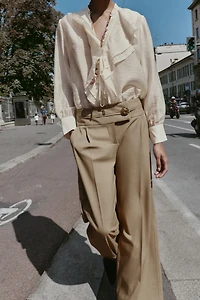 WIDE LEG PANTS WITH GOLD BUTTON
