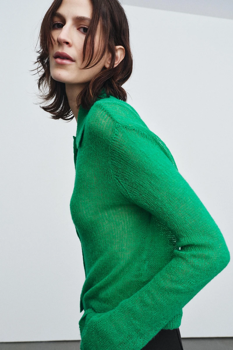 POLO COLLAR CARDIGAN