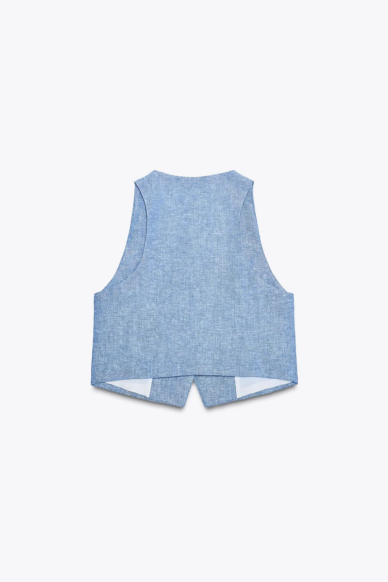 DOUBLE BREASTED LINEN VEST
