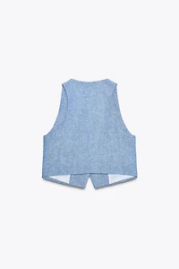 DOUBLE BREASTED LINEN VEST