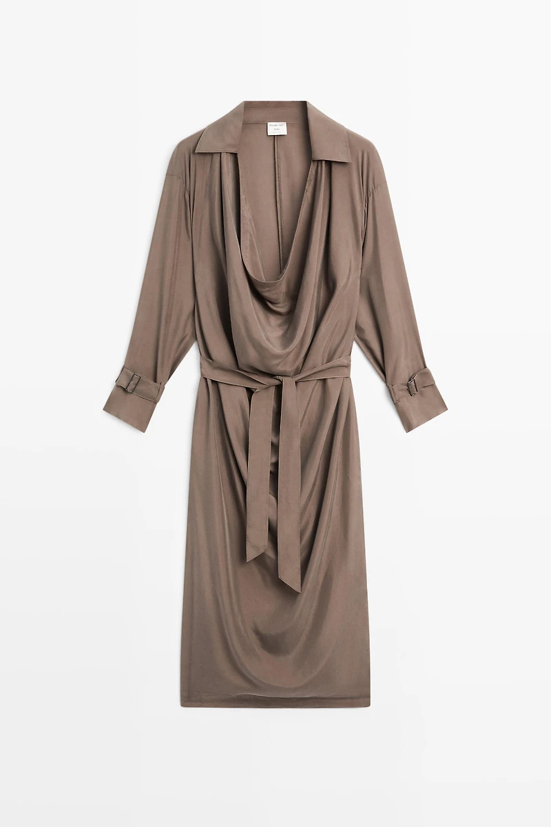 Draped neckline trench dress - STUDIO